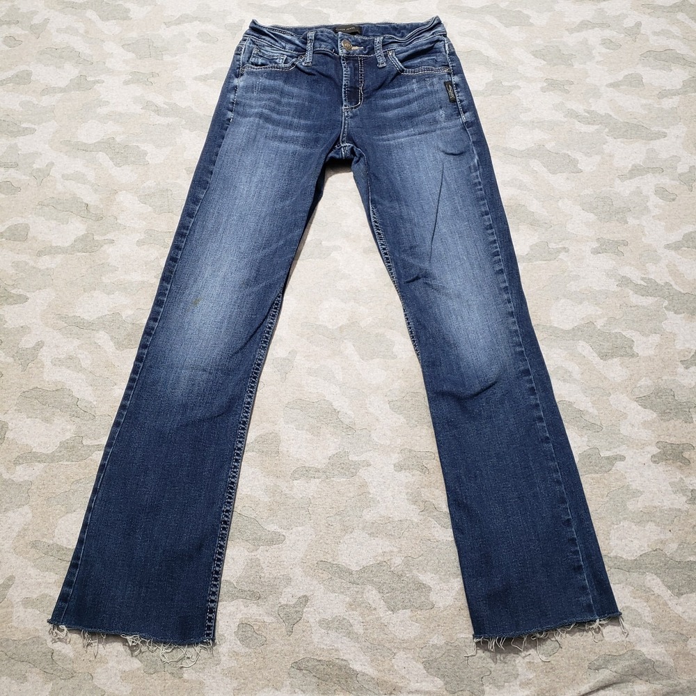 Sliver Jeans Womens 25 Blue Pockets Avery Slim Boot Denim Dark Wash